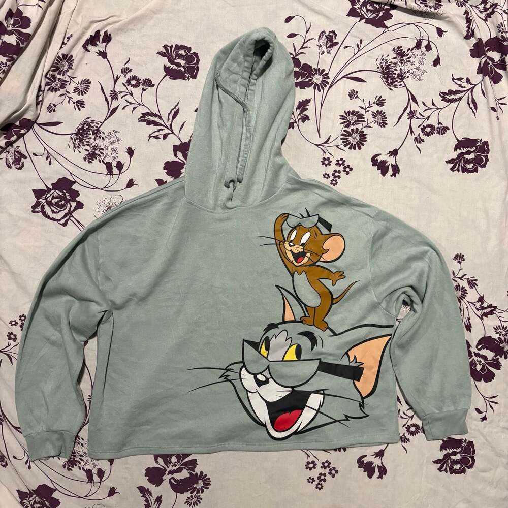 Tom and Jerry Graphic Print Pullover Hoodie